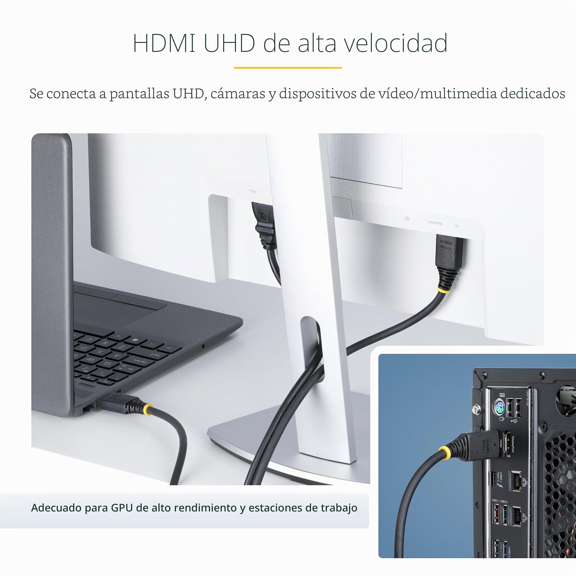 StarTech Cable HDMI Activo de Alta Velocidad 10m, 4K 60Hz, 18Gbps, Negro | Conectores chapados en oro con blindaje trenzado, Audio de 32 canales, Ideal para videowalls y salas de conferencias