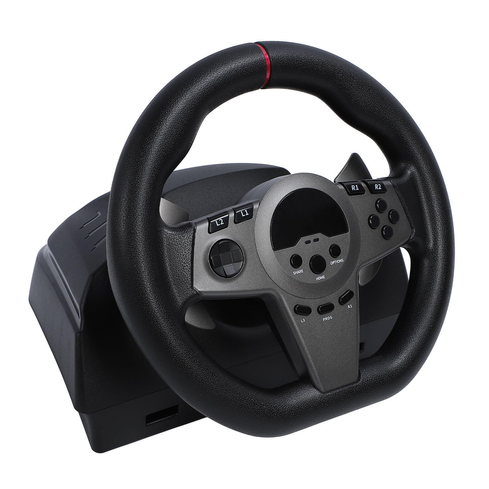 AKLOSIPY Volante da Gioco Dinamico a LED con Pedali, Rotazione di 270° per PC e Esperienza di Corsa su
