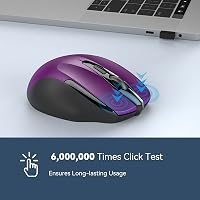 TECKNET Wireless egér 2.4G 2600 DPI 6 gomb nano vevővel lila 5