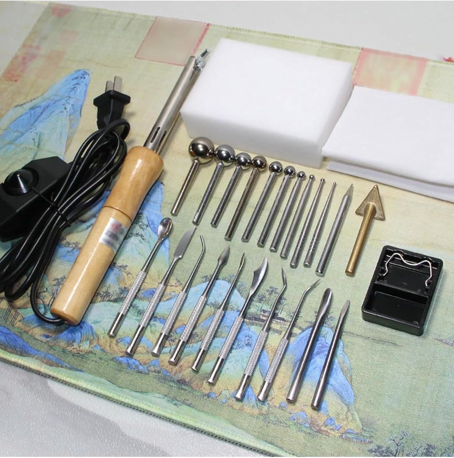 Electric Fabric Flower Making Tool Kit with 26 Electric Fabric Flower Maker Artificial Flower Ironing Machine~/