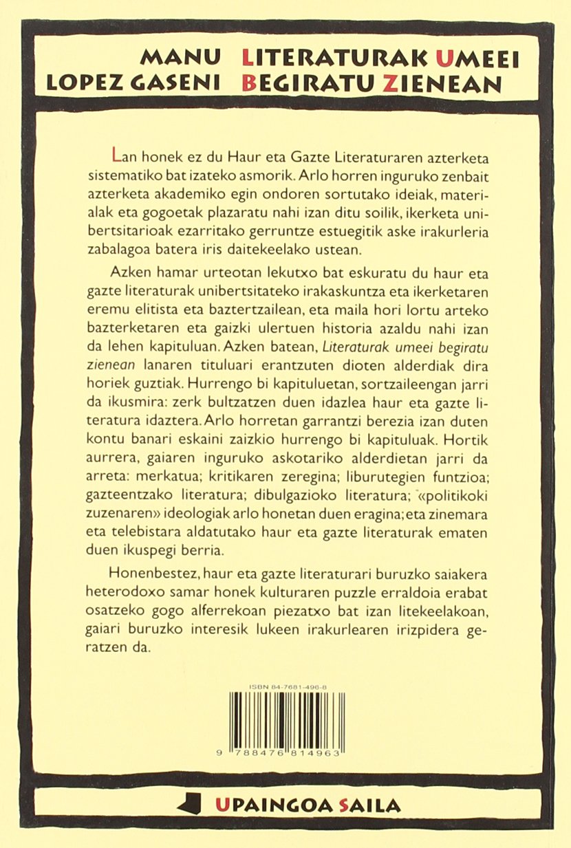 Literaturak umeei begiratu zienean