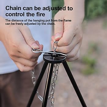 ★キャンプ用三脚ボード 調節可能なチェーン付き 鍋を火にかけ ☆キャンプ用三脚ボード 調節可能なチェーン付き 鍋を火にかけ
