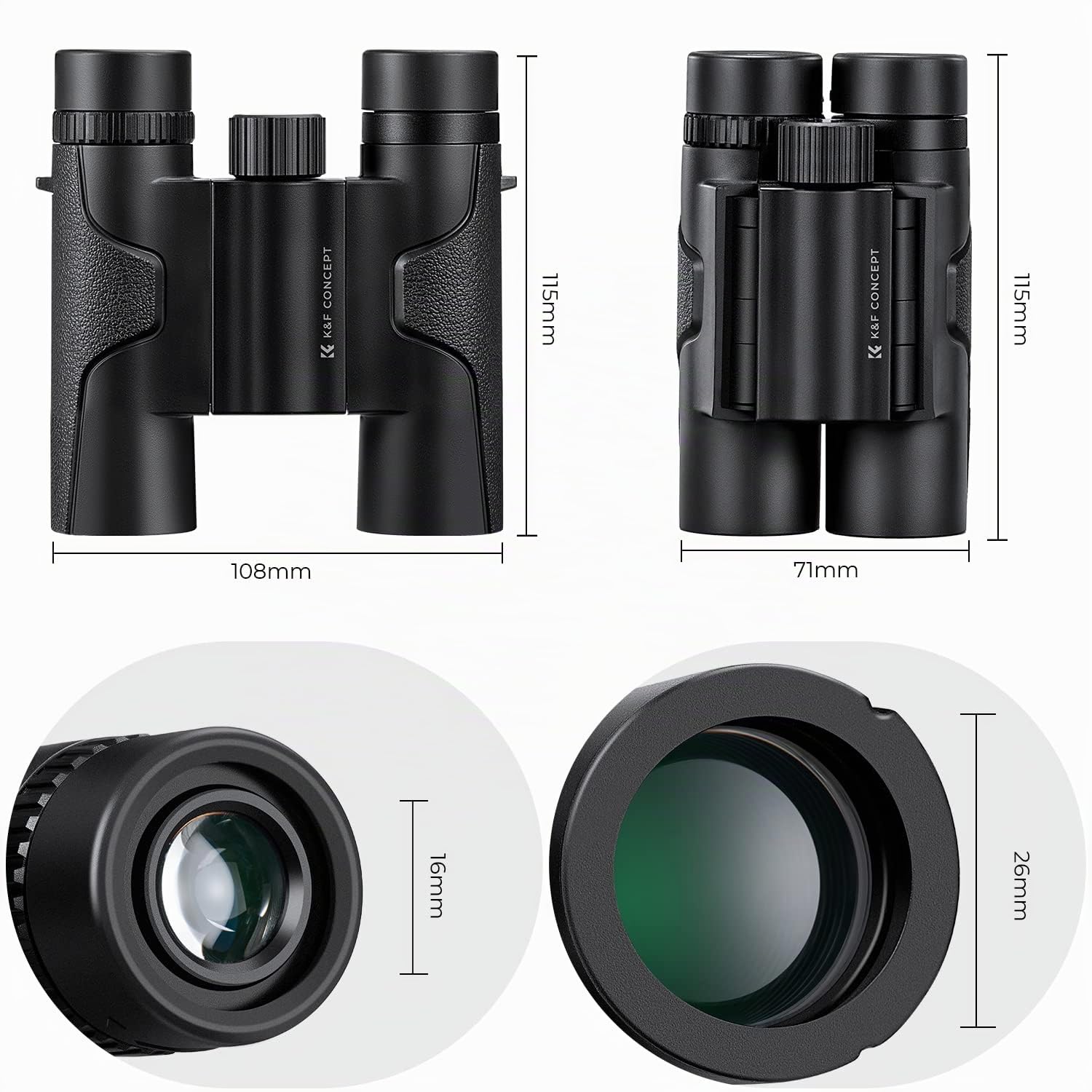 K&F CONCEPT 10x25 Binocolo Professionale Compatto, Prisma BAK4 | Obiettivo FMC, Binocolo Leggero Portatile per Osservare Uccelli, Campeggio Caccia, Viaggio, Concerti
