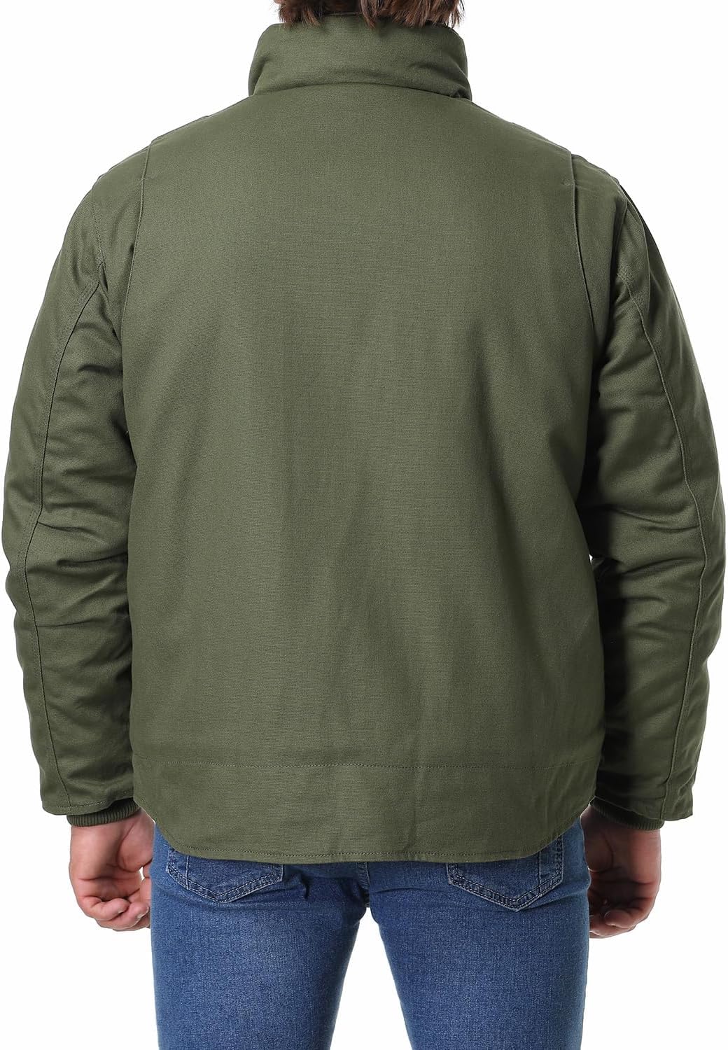 Men's Quilted Flannel Lined Work Coat Long-Lasting Loose Casual Jacket Waterproof Workwear