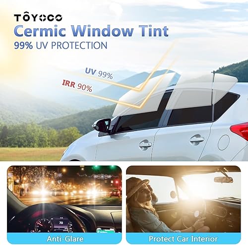 Miniatura 56 de Película de tinte de ventana para automóviles, 50% VLT de 20 pulgadas x 10 pies, bloquea el 99% de los rayos UV e IR, películas antirreflejos