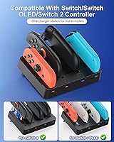 Vista 2 de Controller Charger for Nintendo Switch 2 2025 and Switch 1, Horizontal Charging Dock Station for Joy con and for Joycon 2 Accessories with Foldable