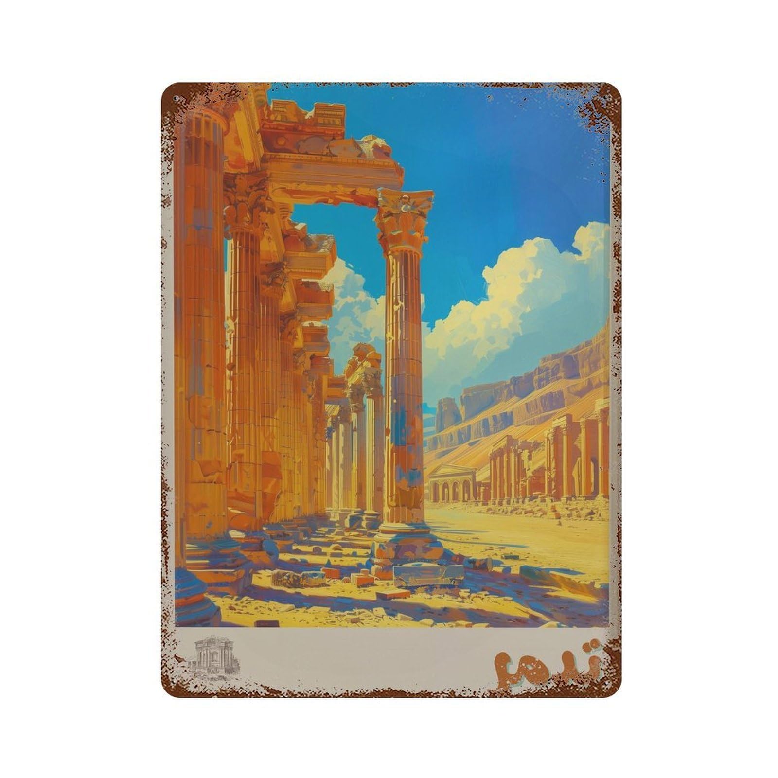 xiaoxiaoshen Palmyra Syria Travel Ancient Temple in Arabic Wall Decor Art Metal Tin Poster Modern Home Decor Art Home Bar Shop Decorations Vintage Sign 40x30cm