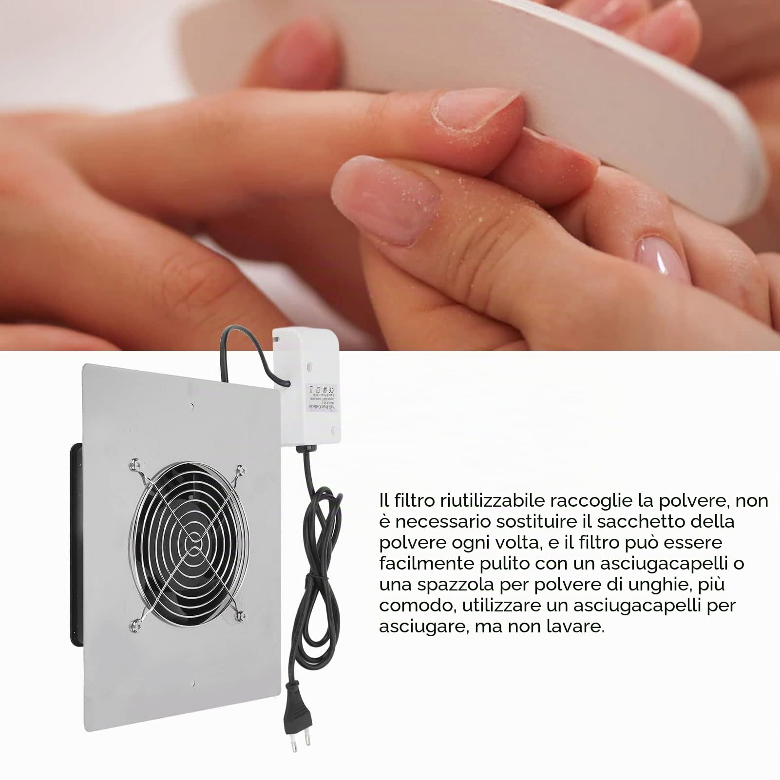 Aspirapolvere per Unghie Professionale da 60 W, Potente Aspirapolvere per Unghie Incorporato, Conveniente Attrezzatura per la Pulizia del Salone di Nail Art per Dispositivo per Manicure e Pedicure