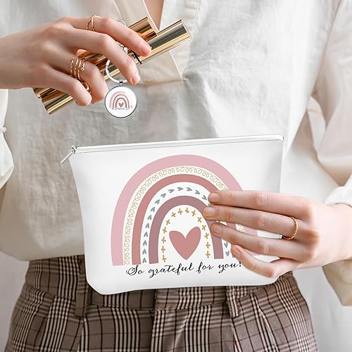 Miniatura 6 de 40 unidades de regalos de agradecimiento a granel de lona arco iris, bolsas de cosméticos de lona arco iris, llaveros inspiradores, bolsa de