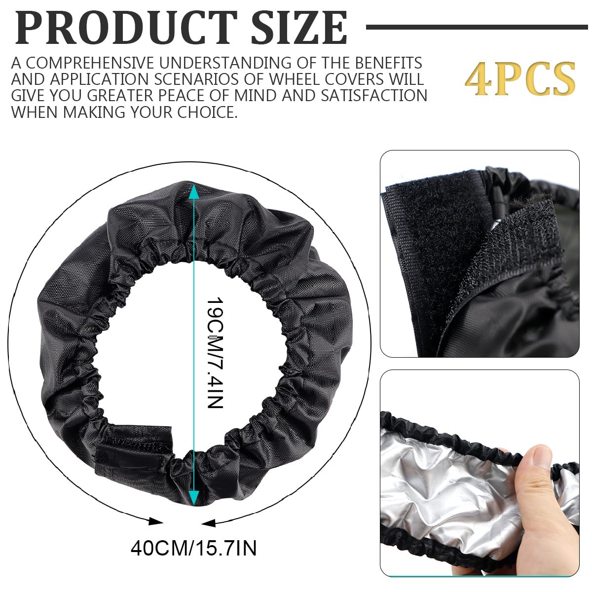 DOERDO 4Pcs Baby Stroller Wheel Cover Protection Covers for Baby Stroller Wheelchair Black, Large - Image 2