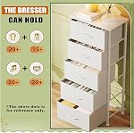CAIYUN 5 Tiroir Tall Dresser, Dressing pour entrée de chambre Hallway, Tiroir de rangement, Commode De Chambre, Armoire De Rangement, Blanc