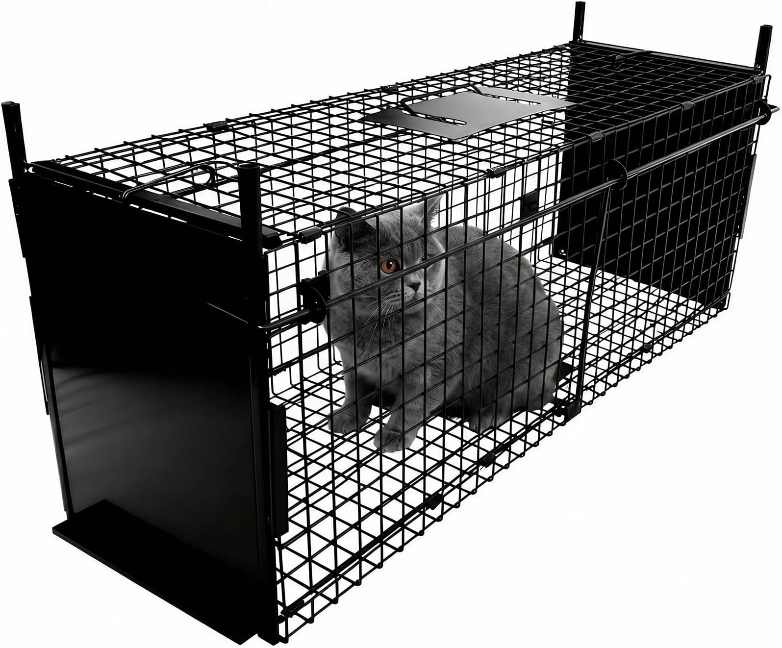 Animal Cage Trap 80 X 33 X 27 cm Double Door Animal Cage Trap Metal Trap Cage Humane Live Animal Trap for Rabbits, Stray Cat, Squirrel, Raccoon, Mole, Gopher, Opossum