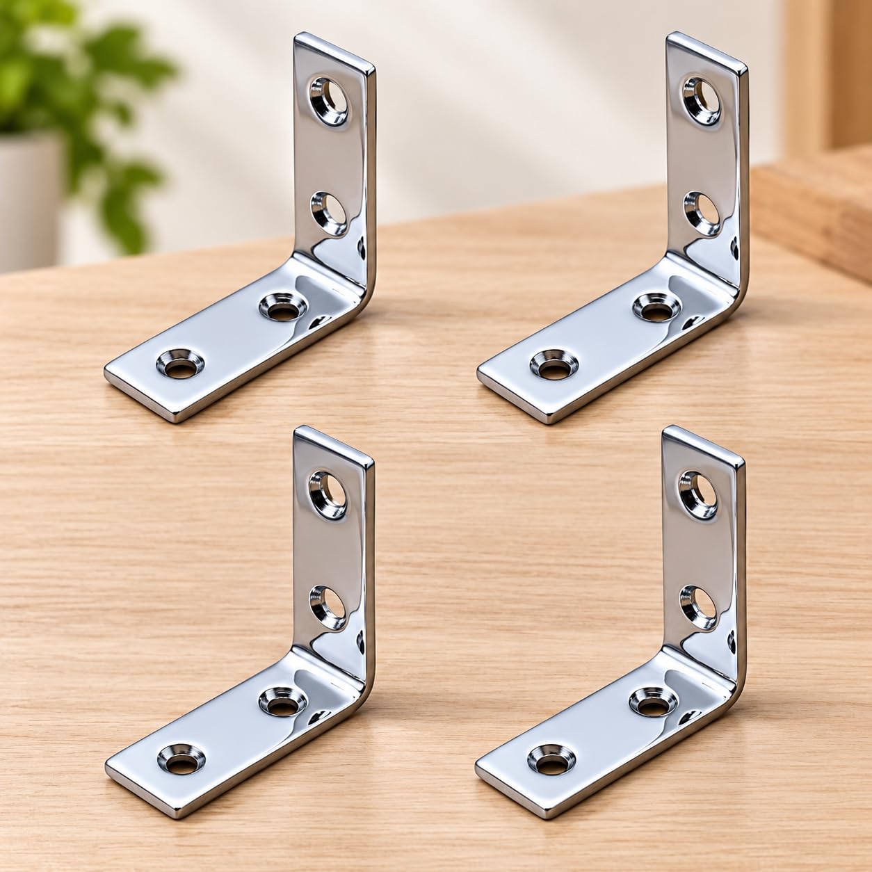 l-shaped steel angle bracket for solid shelf support & corner joint reinforcement, heavy duty 90 degree right angle brace for furniture, chairs, tables & shelves (1.5 x 1.5 inch) (1.5x1.5 inch)
