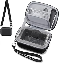 K&F CONCEPT Custodia per Fotocamera Digitale, Borsa Rigida da Viaggio in EVA, Custodia Protettiva Antiurto Compatibile con Sony ZV-1 / Ricoh GR III/Canon G7 X, Nero, M