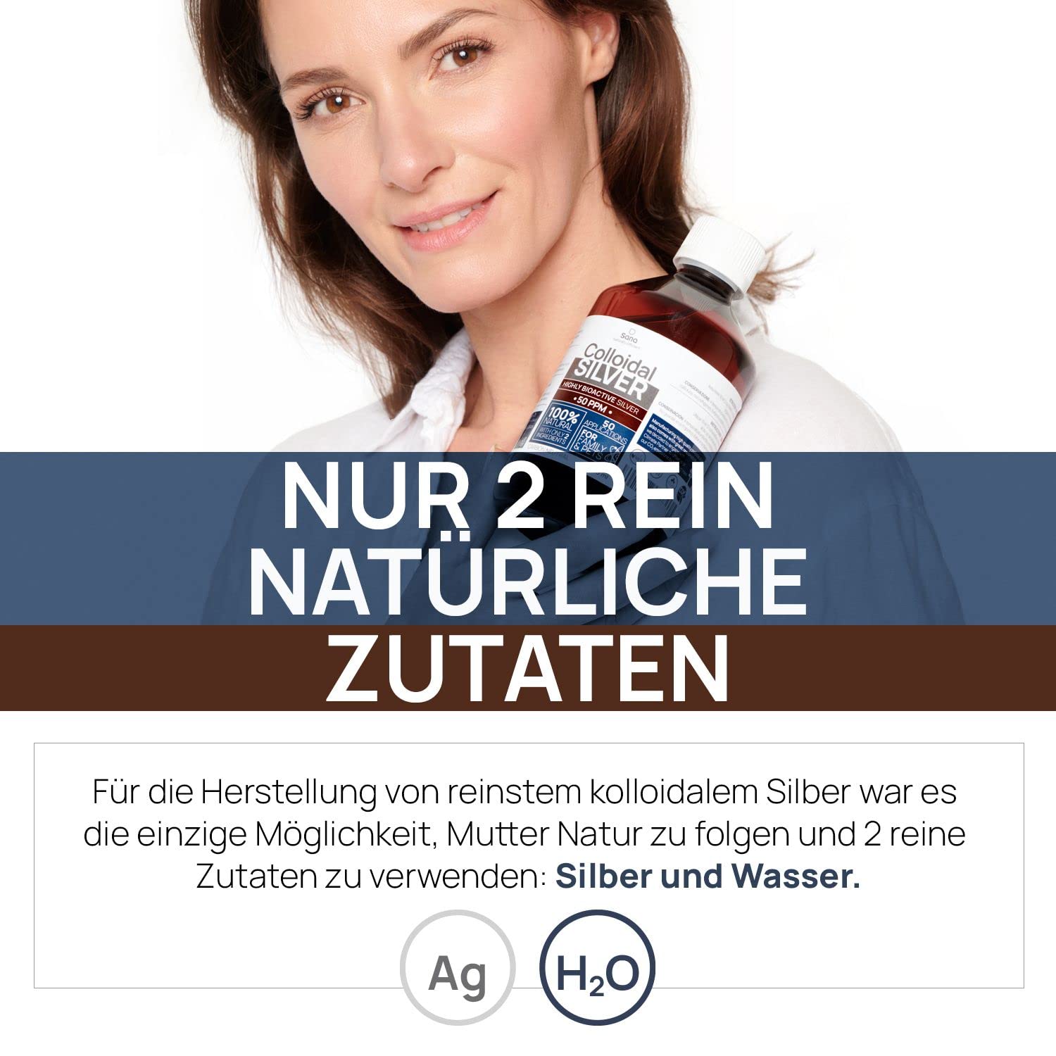 Kolloidales Silber 50 PPM 1000 ml ● Premium Silberwasser Stärker als 25ppm ● Für Mensch, Hund & Katze ● Carbon Neutral ● 100% natürlich mit 2 Zutaten