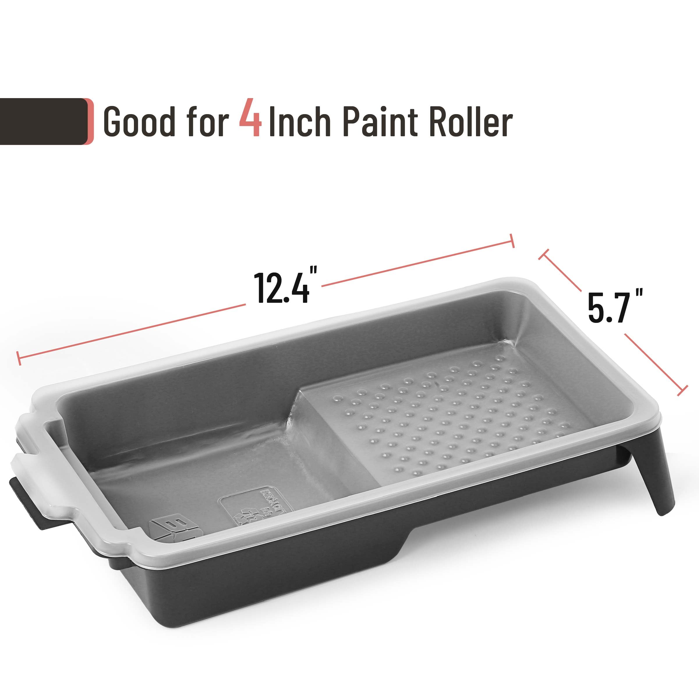 Bates- Bandeja de pintura, 4 pulgadas, una bandeja de pintura de plástico con 20 forros para bandeja de pintura,