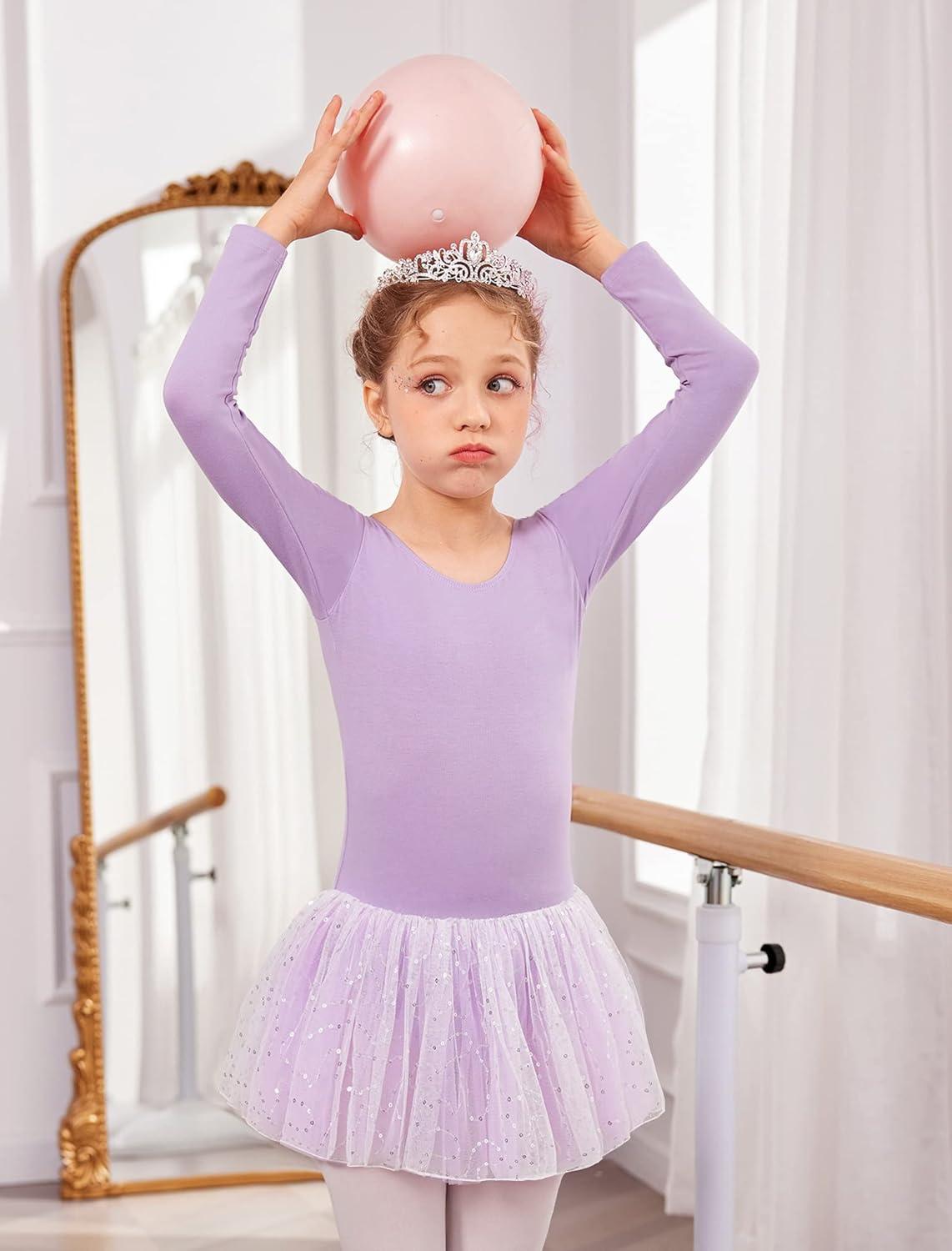 Zaclotre Girls Ballet Long Sleeve Skirted Leotards with Tutus Skirt Dance Dress Ballerina Outfits - Image 4