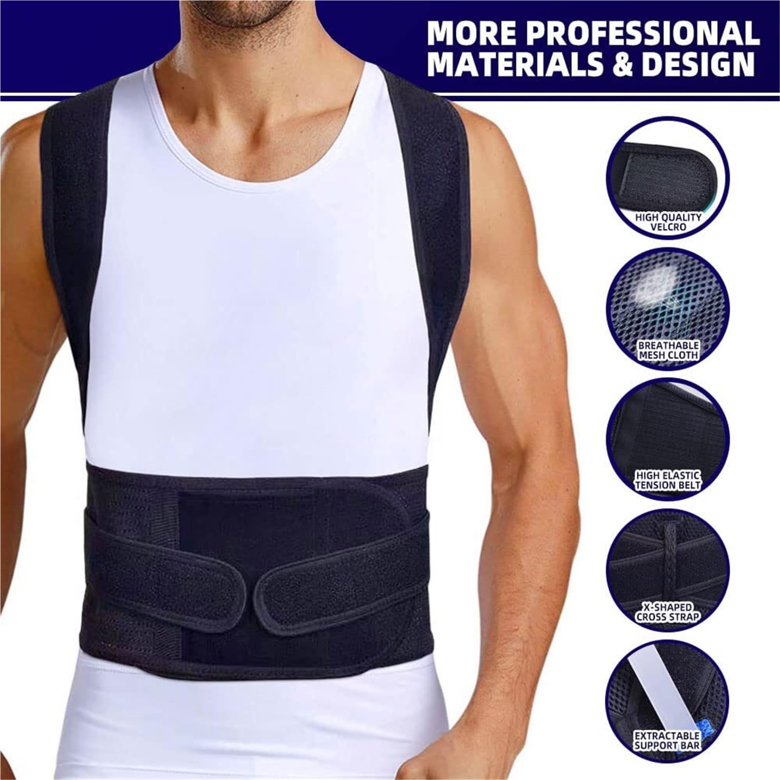 CMBSSTFC Supporto per la Schiena Correzione Unisex Supporto per la Schiena Supporto per la Schiena Completo Cintura Sportiva di Supporto per Cintura in Vita