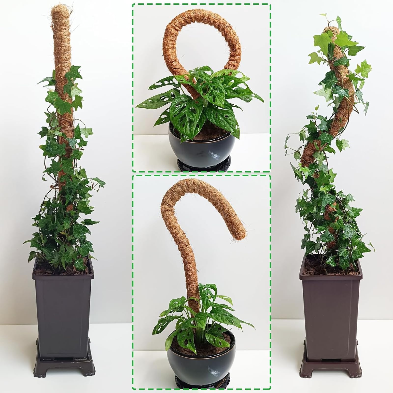 60 cm x 2 sztuki – giętka pałeczka do mchu, zestaw 4 sztuk, pomoc w chorobie kokosowej do wielu doniczek i sadzonek bluszczu (60 cm x 2)