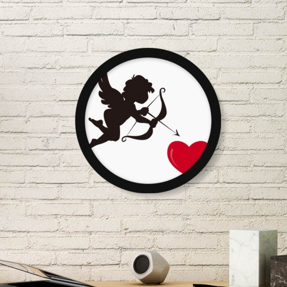 Cadre photo bois rond décoration maison peinture Cupidon cœur rouge noir large