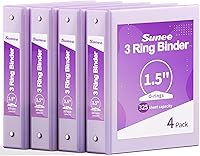 Vista 12 de SUNEE Carpeta de 3 anillos de 1/2 pulgada, paquete de 4 carpetas transparentes de media pulgada con vista, tres anillos de 0.5 pulgadas, sin PVC