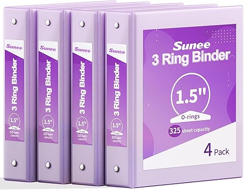 Miniatura 12 de SUNEE Carpeta de 3 anillos de 1/2 pulgada, paquete de 4 carpetas transparentes de media pulgada con vista, tres anillos de 0.5 pulgadas, sin PVC