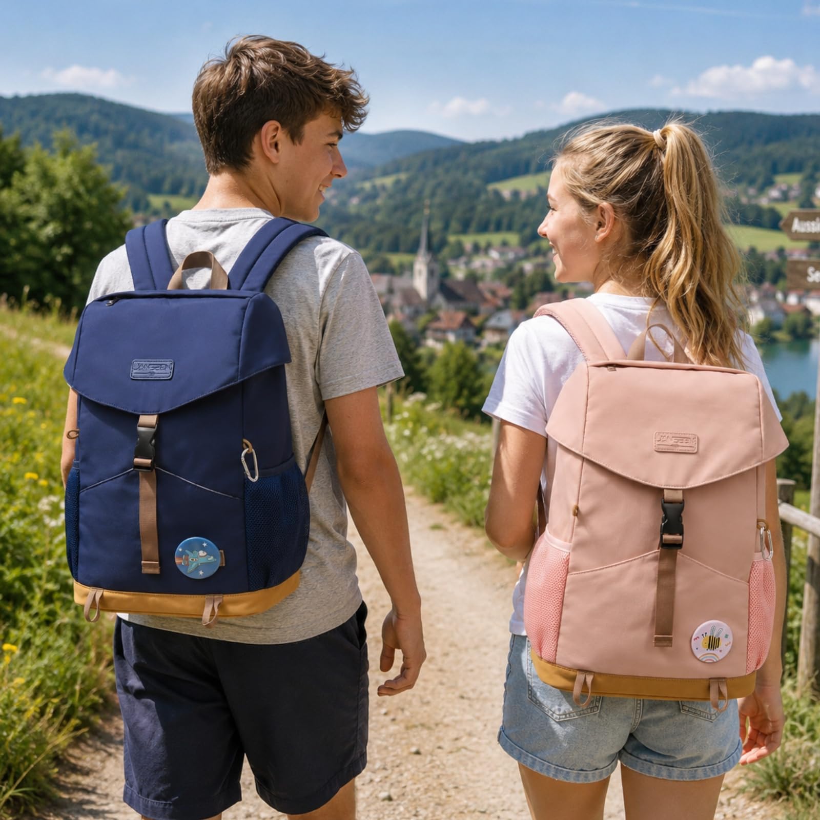 JANSBEN Plecak dziecięcy, 18 l, plecak turystyczny dla chłopców i dziewczynek od 8 lat, na wycieczkę i wędrówki, Rosa, 18 l, Casual