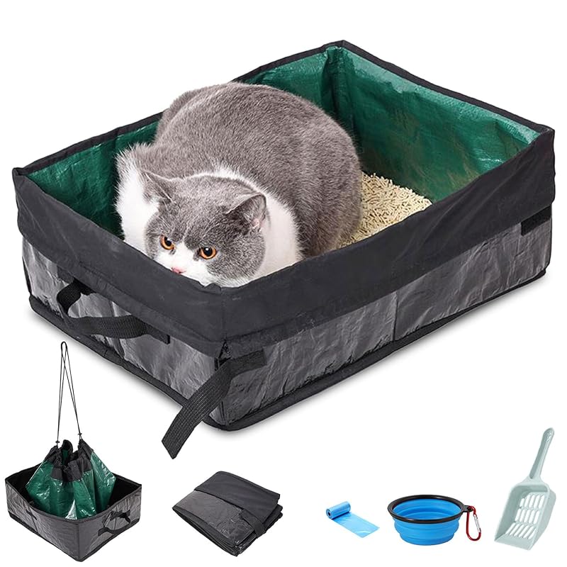 Caixa de areia portátil e dobrável para gatos, impermeável, com acessórios belieonu X-Large