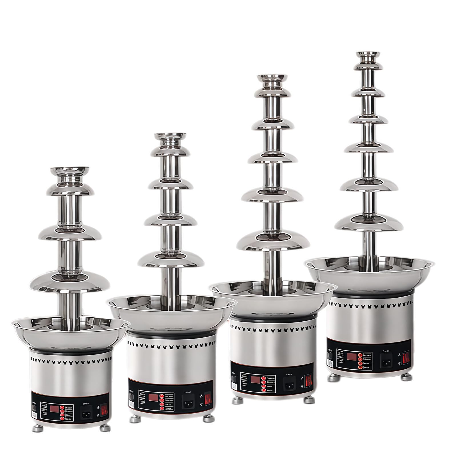 Glowdora 4-7 Tiers Commercial Stainless Steel Chocolate Fountain Fondue Machine 4Tiers