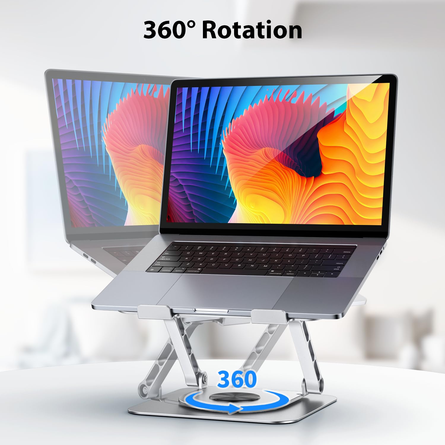 CreaDream Support pour Ordinateur Portable de Bureau en Aluminium avec Pied Rotatif à 360 °, Support Ergonomique et réglable pour Ordinateurs Portables de 10 à 17", MacBook Air Pro, Dell, HP