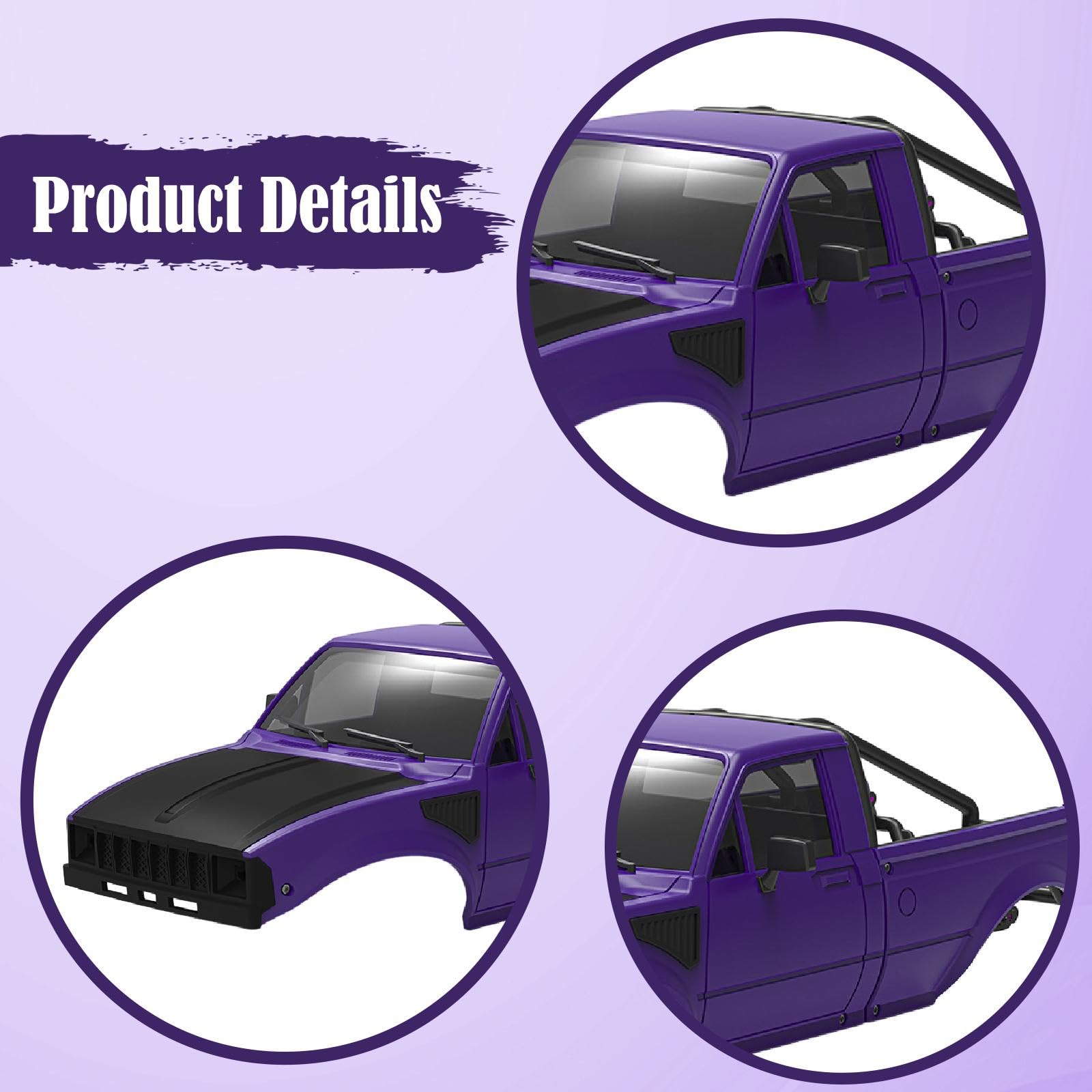 Pickup Karosserierahmen, Robuste Ladeflächengestell Baugruppe, Stabile Und Strapazierfähige Konstruktionsteile für 1/24 RC Modellautos, Geeignet für H, Lila