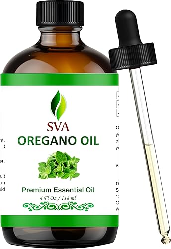SVA Organics Aceite esencial de orégano 100 natural aceite aromático de grado terapéutico 4 onzas líquidas con cuentagotas