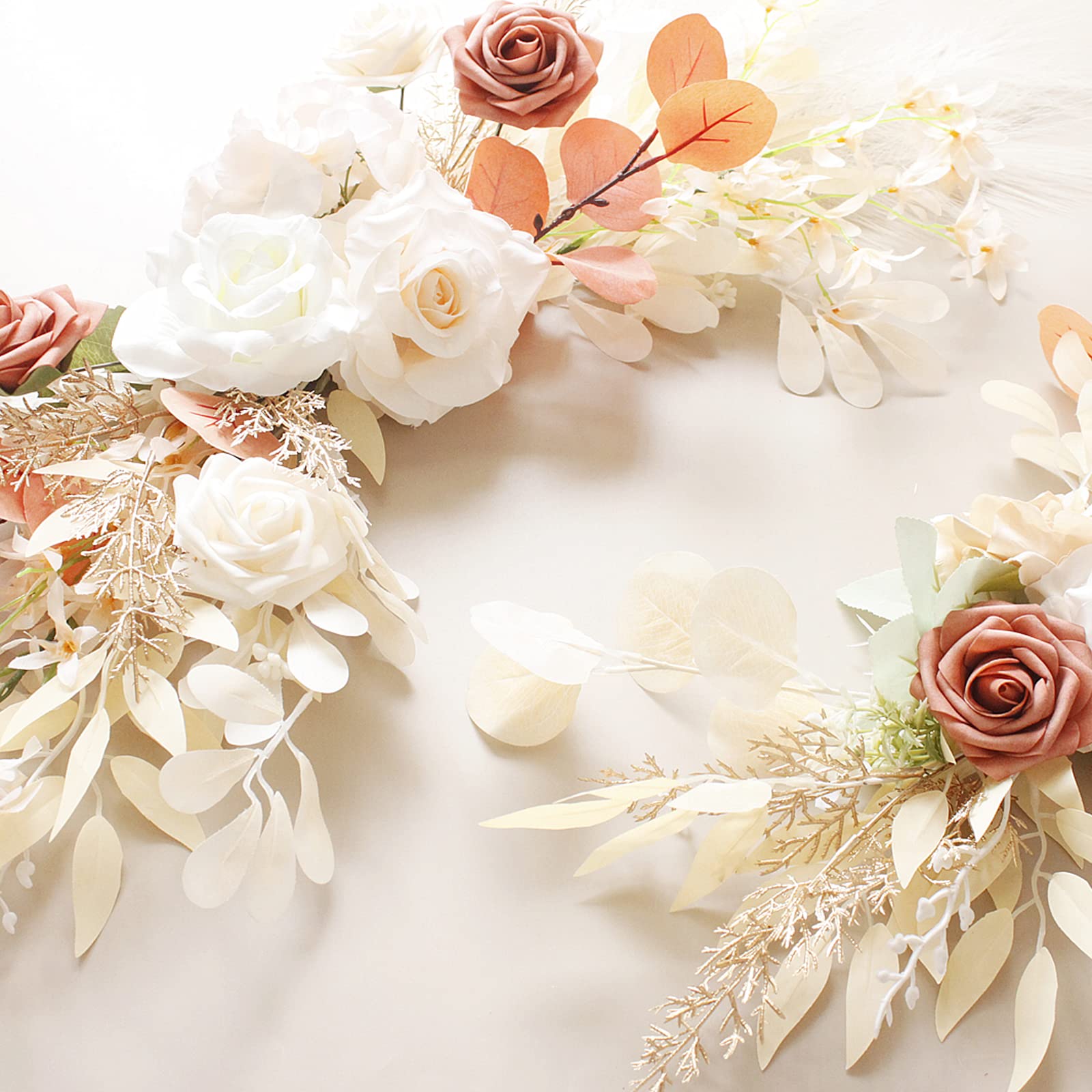 LEMCC Ghirlande di Fiori Ad Arco per Matrimonio, Kit di Fiori Ad Arco per Matrimonio Artificiale, Segno di Benvenuto per Matrimonio Decorazione Floreale per Cerimonia e Decorazione di(#1