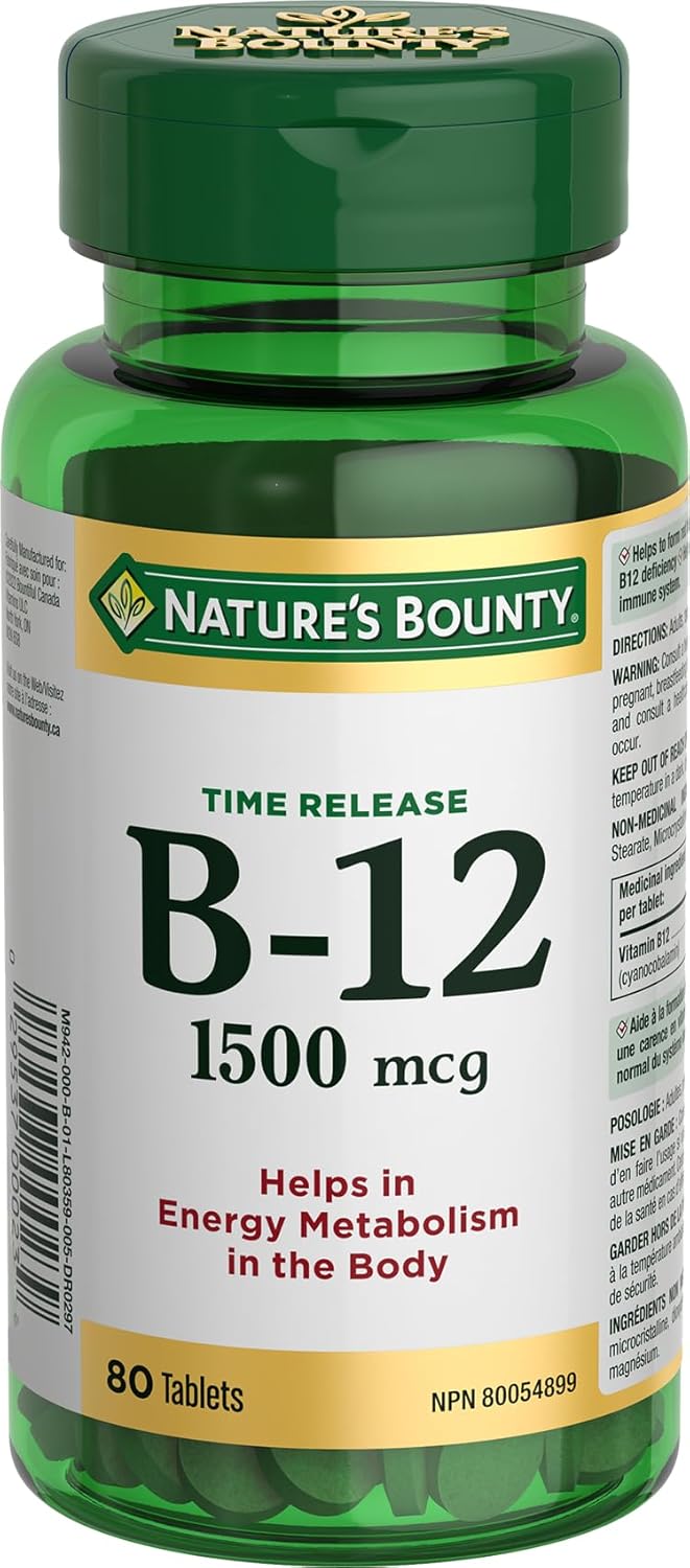 Nature's Bounty Time Release Vitamin B12 Tablet, 1500 mcg Amazon.ca