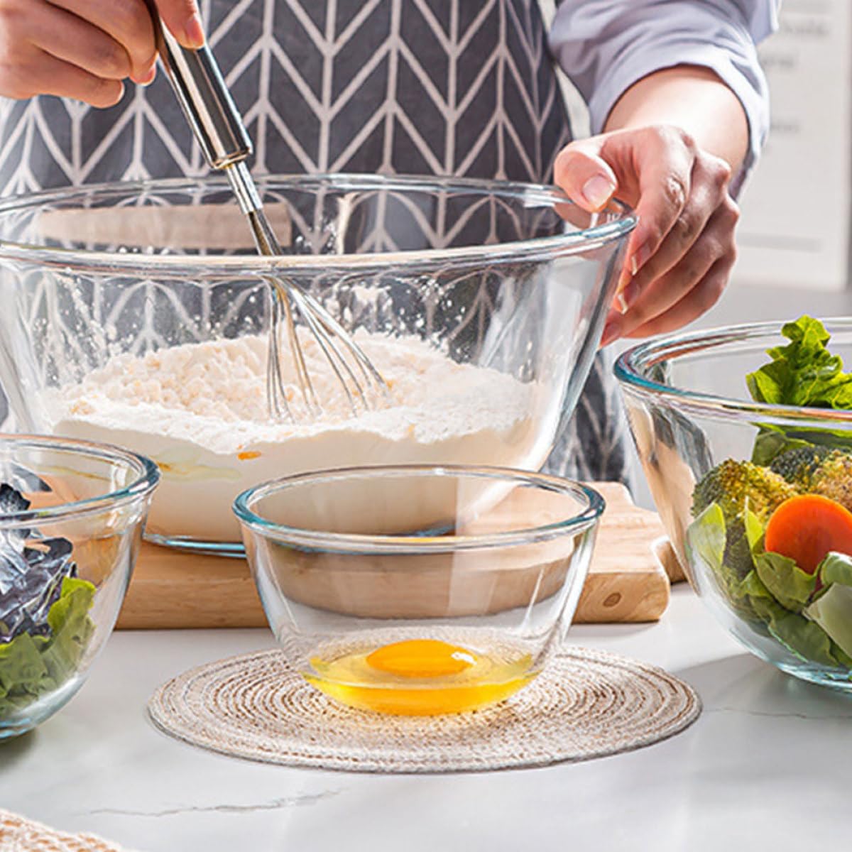 Housoutil Cuencos de Vidrio Multiusos 2 Piezas 500 Ml Tazones para Mezclar y Servir Ensaladas Postres y Sopas Aptos para Hogar Restaurante y Celebraciones