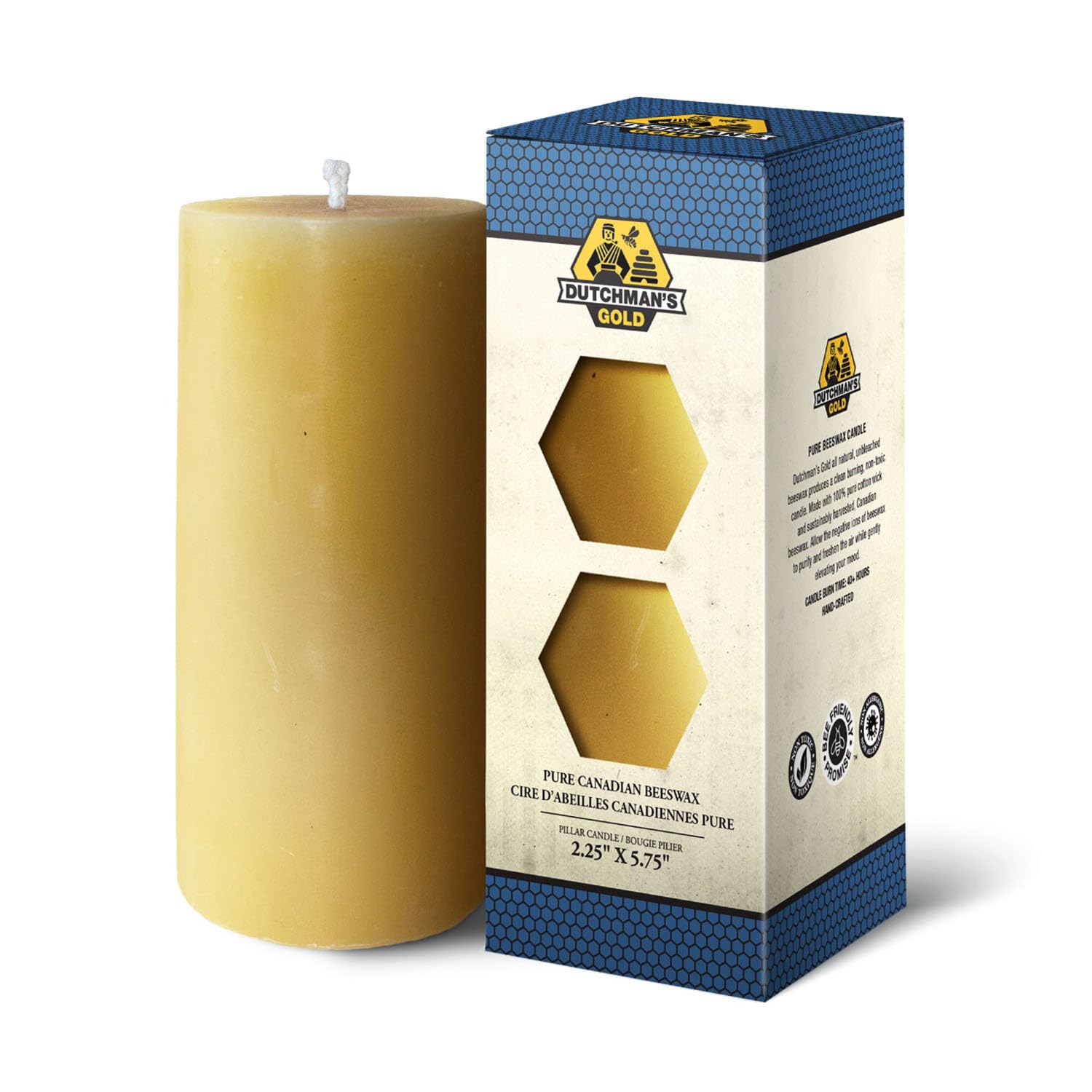 Dutchman's Gold Ręcznie wykonana świeca filarowa z wosku pszczelego (wysoka), 100% naturalna i czysta, trwała, oczyszczająca powietrze, hipoalergiczna, idealna do medytacji, snu i łagodzenia stresu,