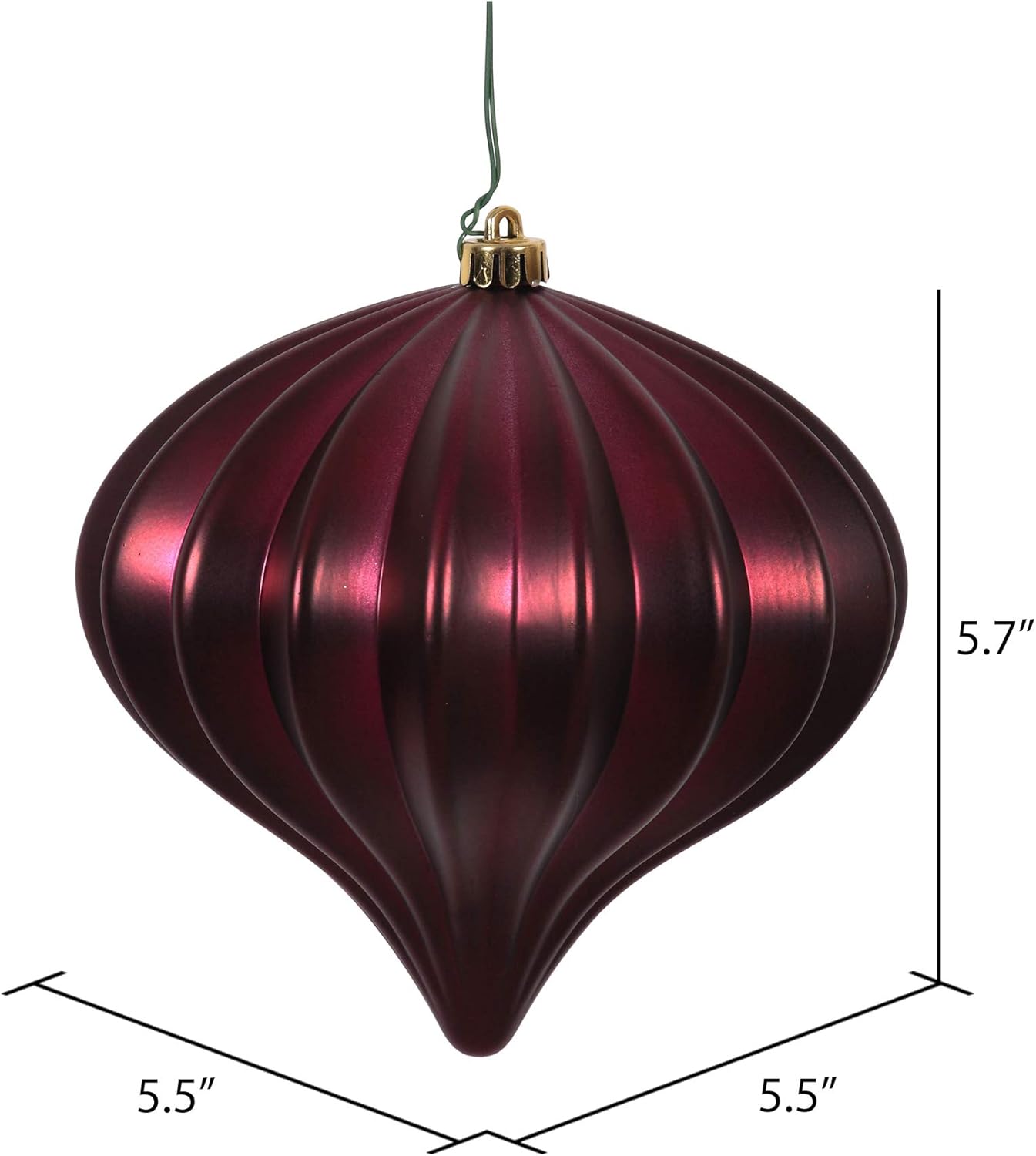 Vickerman 5.7" Wine Matte Onion Christmas Ornament, UV Treated, Set of 3