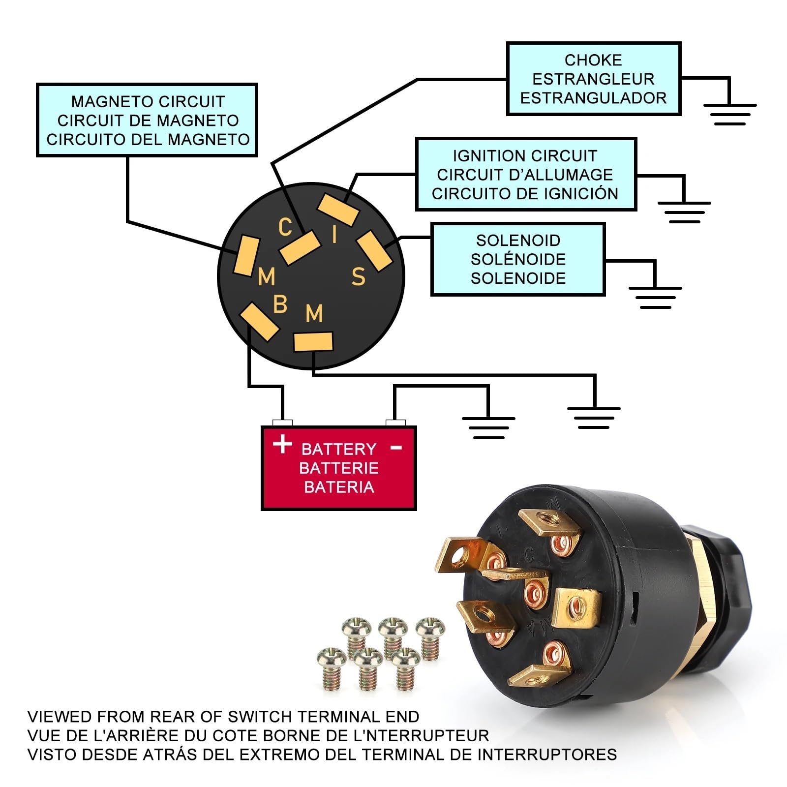 Blocchetto di accensione Interruttore di avviamento a 3 vie da 12 V con 2 chiavi, adatto per motori fuoribordo Mariner e Mercury starter elettrico a pressione