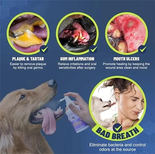 Miniatura 6 de TTEDMO Aerosol de dientes limpios para mascotas, espray de limpieza de dientes limpios para mascotas para perros y gatos, aerosol oral para