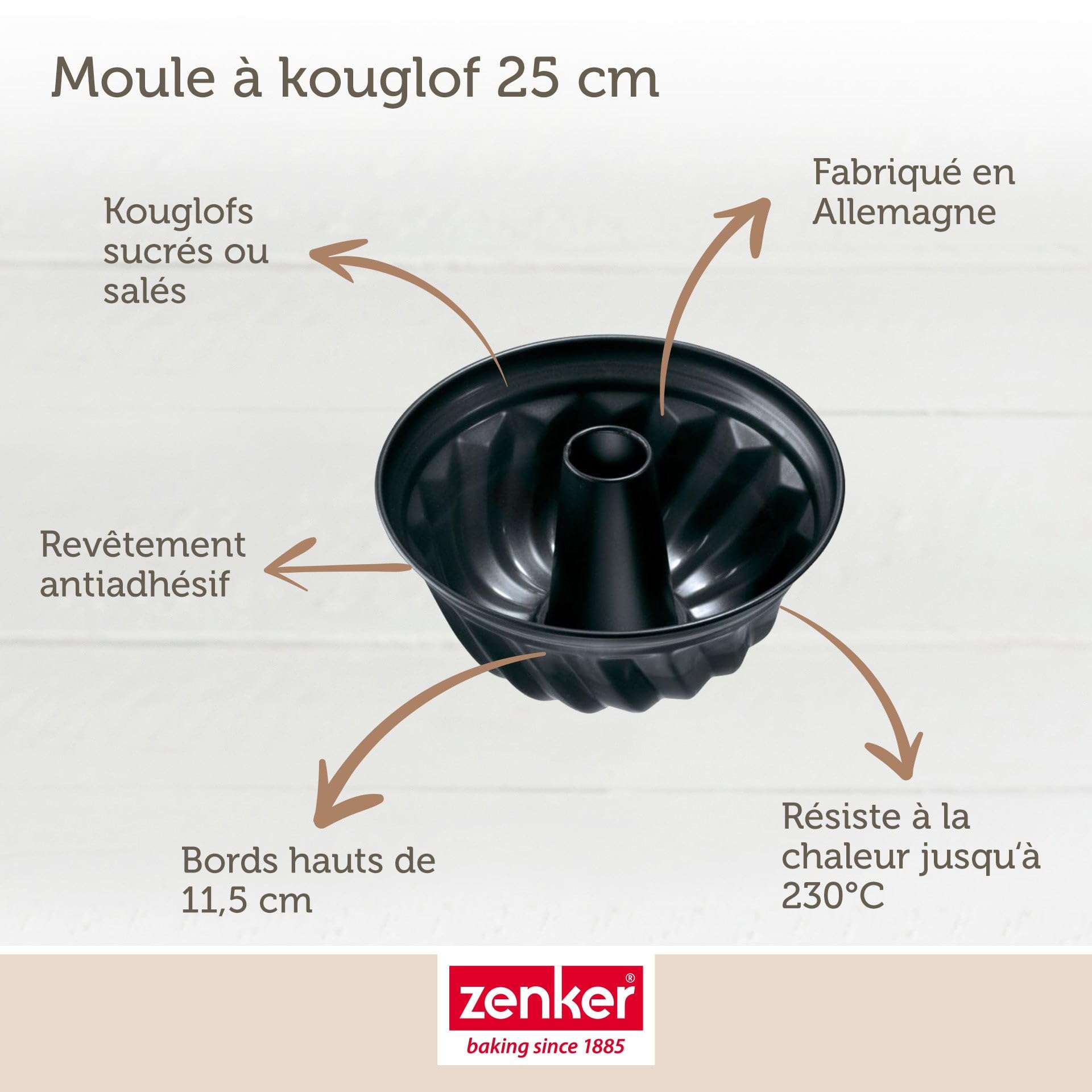 Zenker 9925150 Zestaw 2 foremek do ciasta, foremka do kougelhopf, forma do savarin z gładkim dnem, forma do korony, forma kominka, stal, czarna, 28 i 25 cm