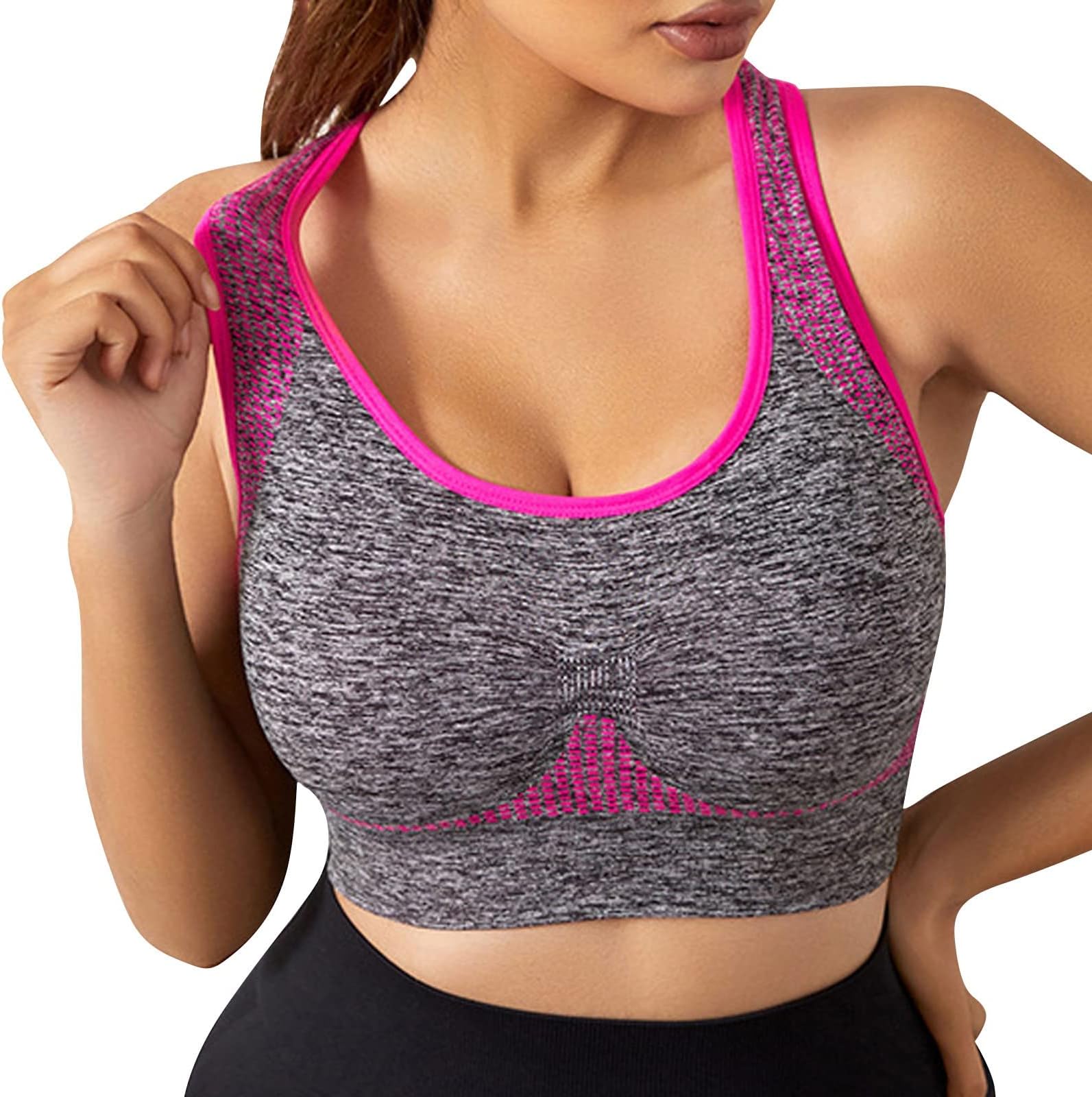 Sports Bras for Women Medium Support Yoga Gym Activewear Bras Seamless Racerback Moisture-Wicking Everyday Bralettes