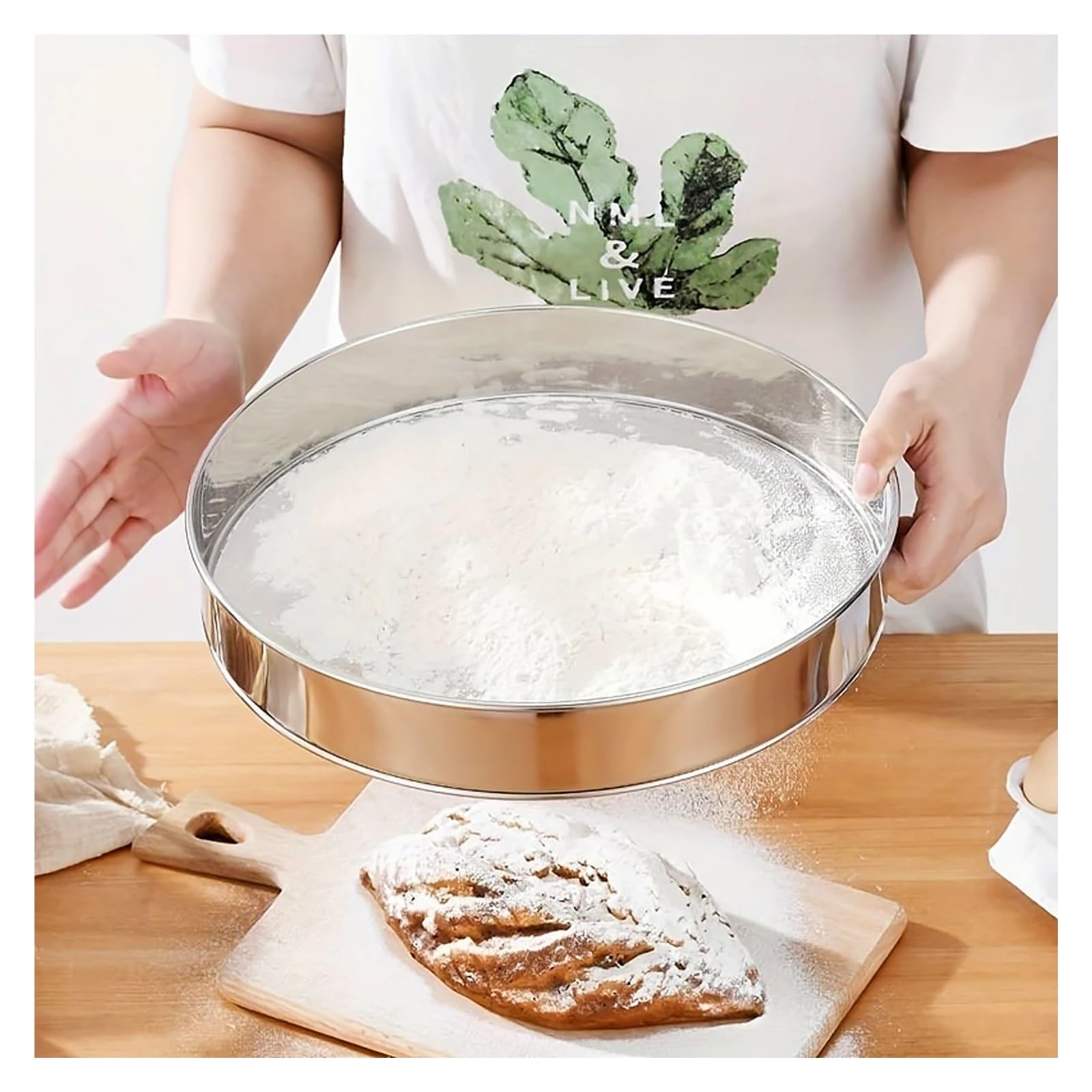 sieb edelstahl 304 Edelstahl Mehlsieb 40 Mesh Verdickt Sesam Backen Werkzeuge Halten Ultrafeine Mehle Sift(Diameter-25cm)