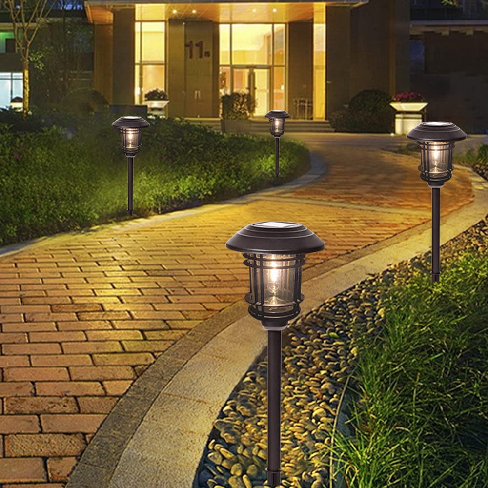 Solar Post Lights Oświetlenie ogrodowe, Solarna lampa trawnikowa, Wodoodporne oświetlenie krajobrazu, Dekoracyjne oświetlenie w stylu ścieżki, Bez rachunków za prąd, bez okablowania Oświetle