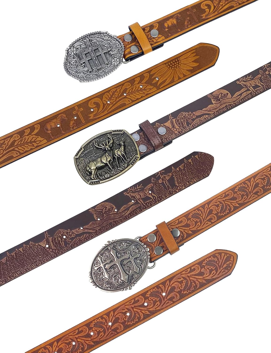 TOPACC Western Belts for Men Woman Western Belt Buckle Cowgirl Cowboy Leather Country Belt for Jeans Pants Gift - Image 5