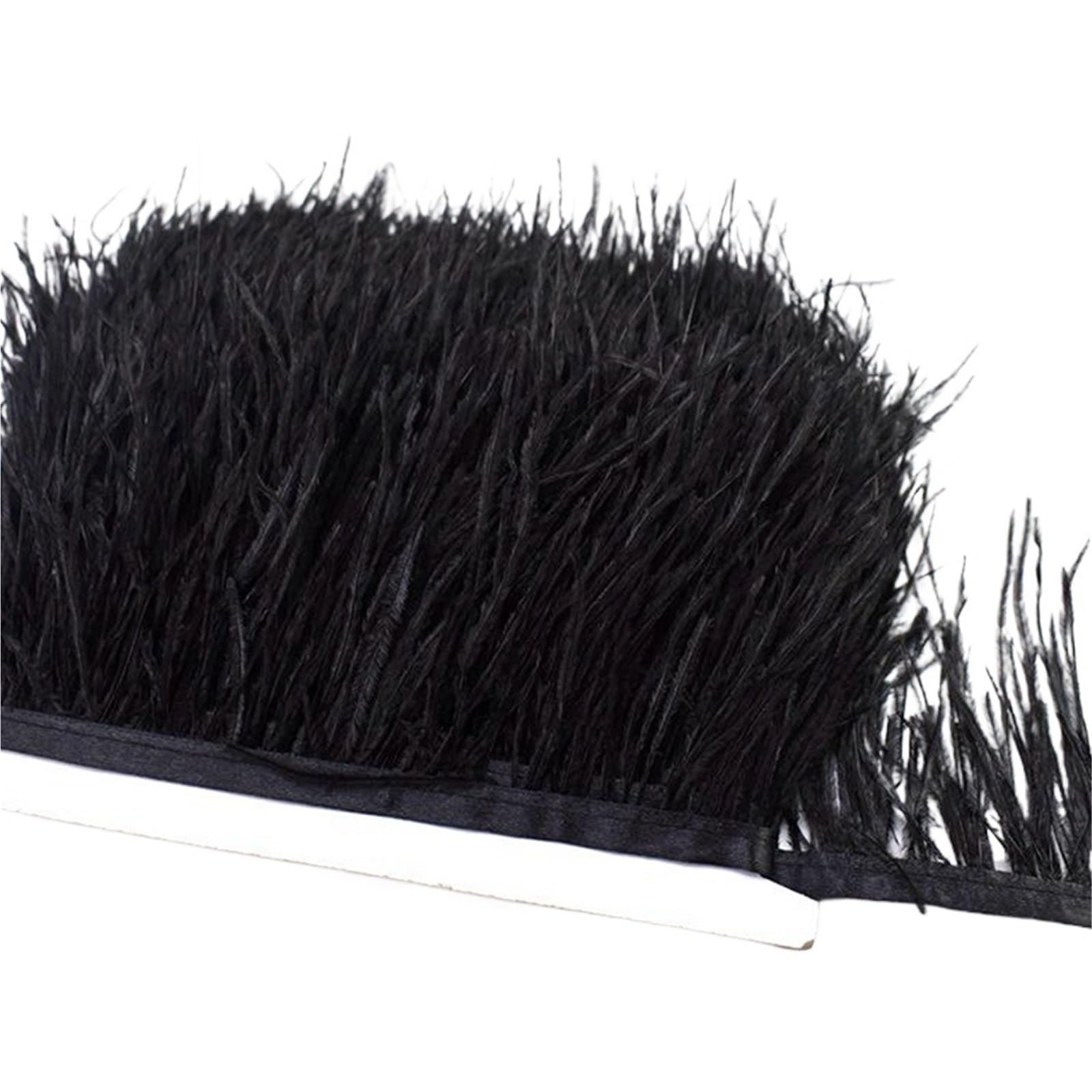 Yxinaer Black Feather Trimming Fringe 8-10Cm Feathers Ostrich Plume Trim Wedding Crafts Diy Feather Ribbon Sewing Party Handmade Headdress For Carnival(Black)