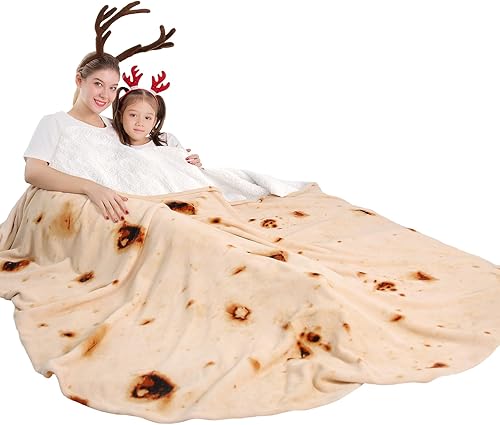 Miniatura 62 de mermaker Cobija de doble cara con estampado de tortilla para burritos Beige