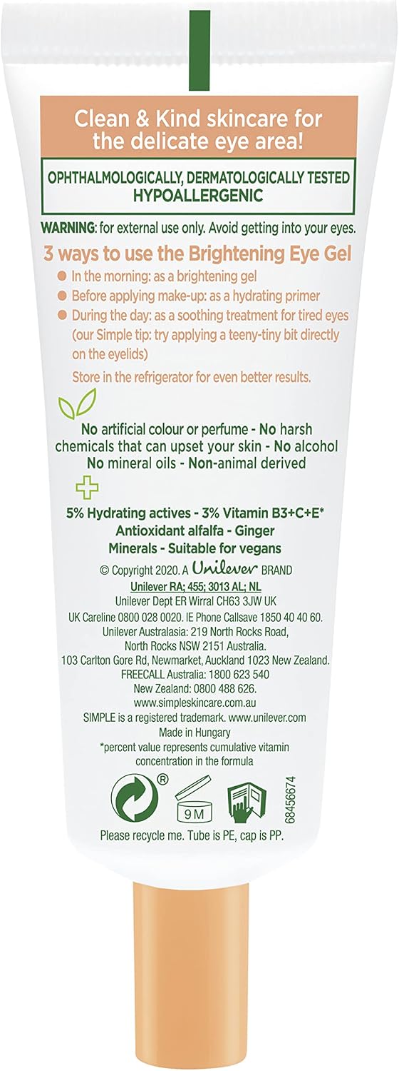 Simple Protect 'n' Glow Brightening Eye Gel Reduces Dark Circles and Relieves Screen-Stressed, Tired Eyes for Sensitive Skin 25 ml - Image 4