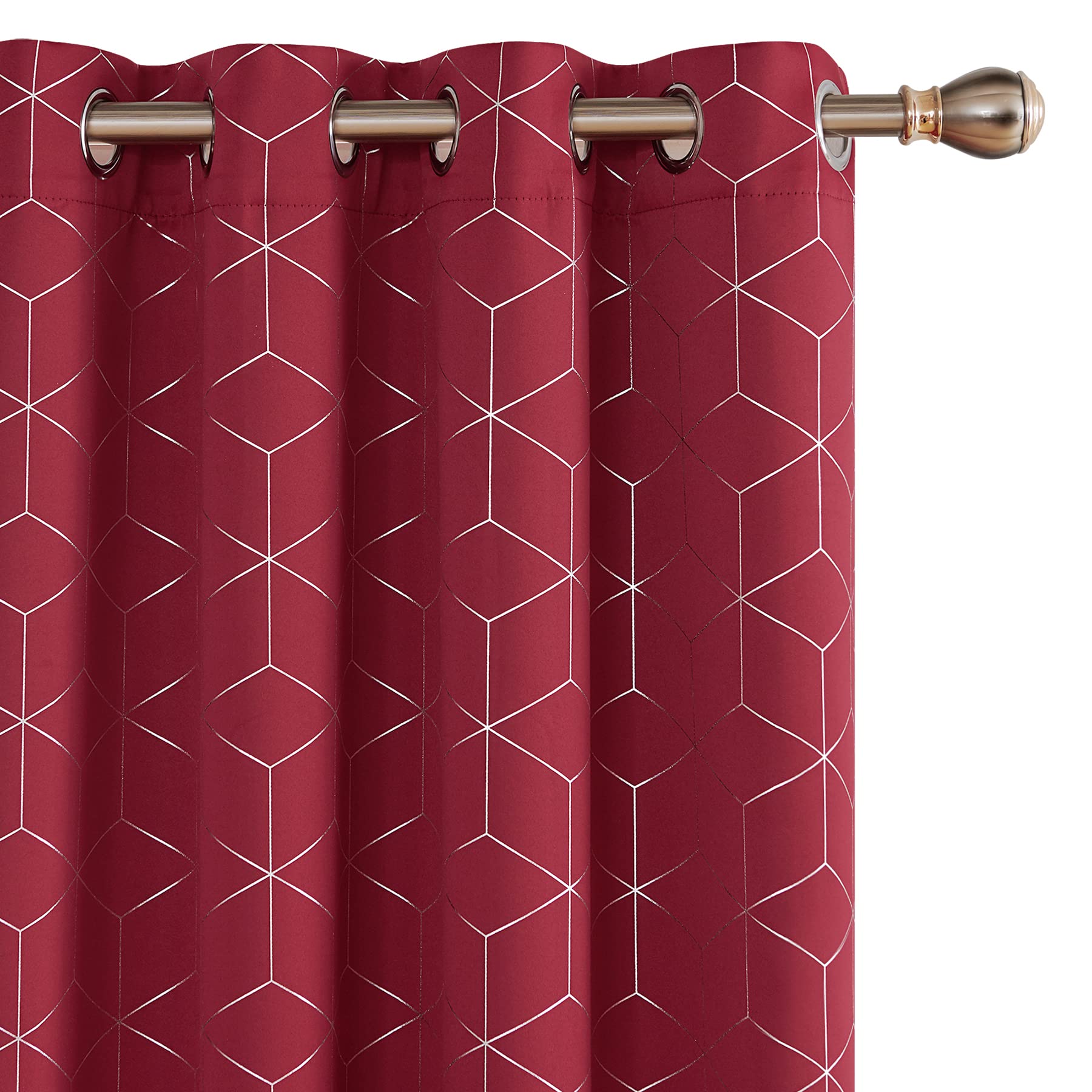 Deconovo Blackout Curtains, Eyelet Curtains, Diamond Foil Printed Energy Saving Curtains for Bedroom, 52 x 90 Inch(Width x Length), Sky Blue, One Pair — view 30