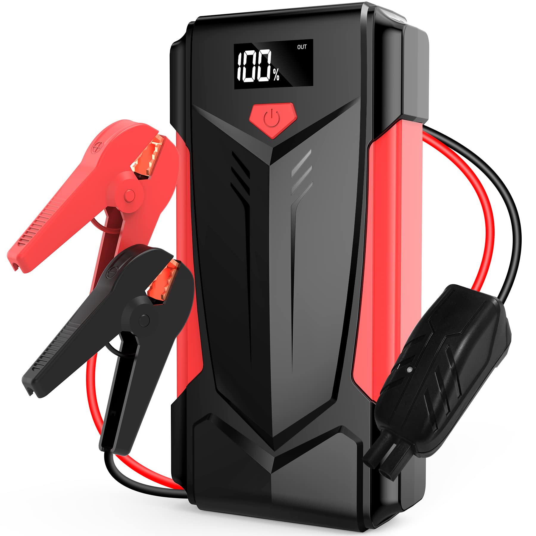 Jump Starter Car Battery Charger, Vuteehy 2000A Peak 20000mAh Car Jump Starter for Up to 8L Gas 6L Diesel with Smart Jumper Cable for Dead Battery, SuperSafe Battery Booster with LED Light USB QC3.0