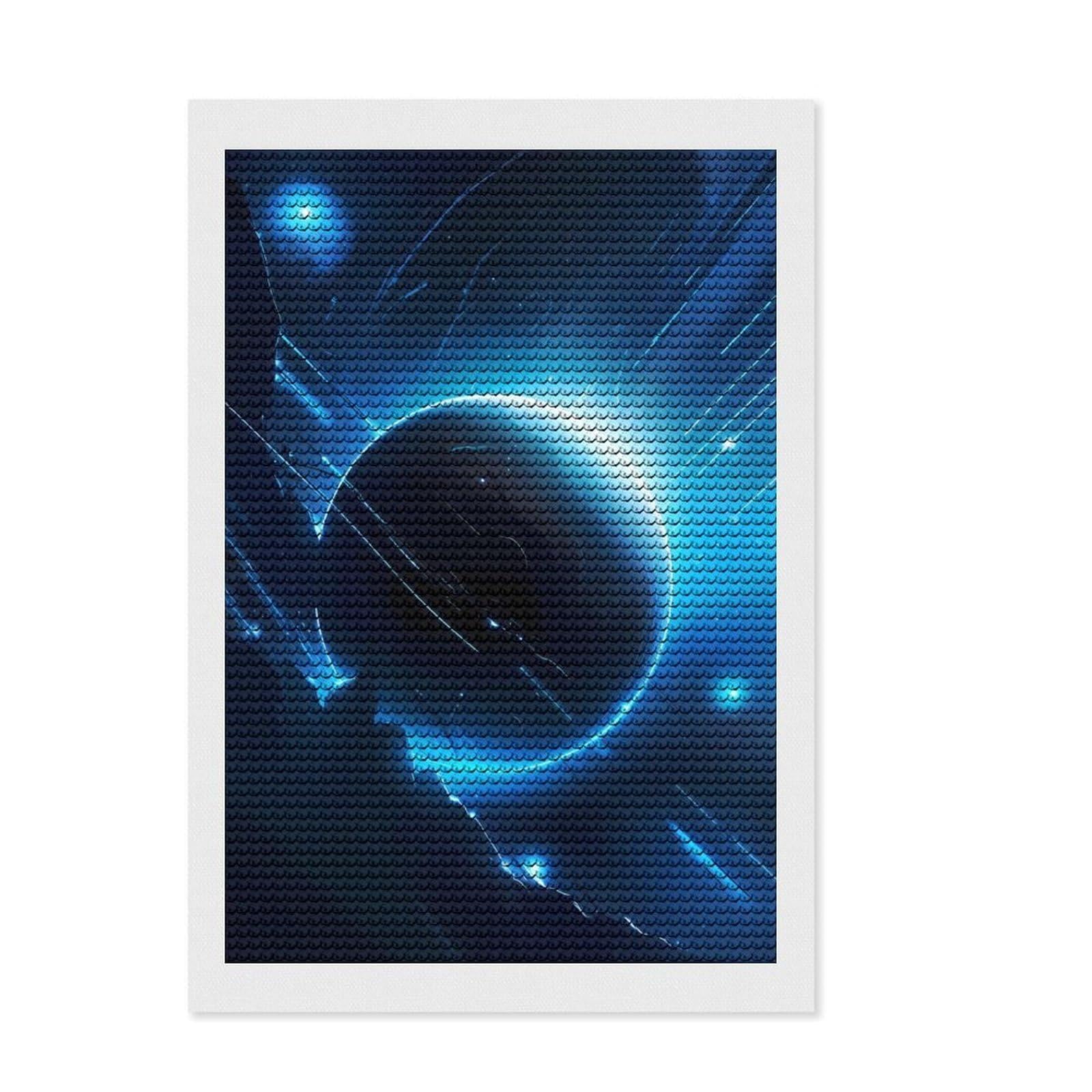 Junmoney Deep Blue Planet Space Diamond Art Canvas 8"x12", Relaxing DIY Hobby, Satisfying Creative Project, Farmhouse Decor, for Women